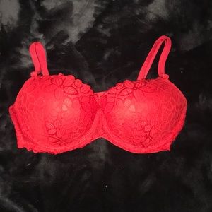 Red lace bra